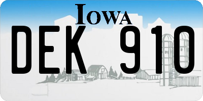 IA license plate DEK910