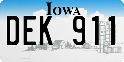 IA license plate DEK911