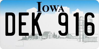 IA license plate DEK916