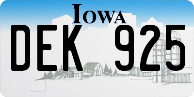 IA license plate DEK925