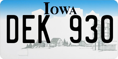 IA license plate DEK930