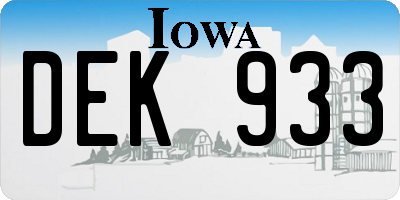 IA license plate DEK933