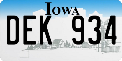 IA license plate DEK934