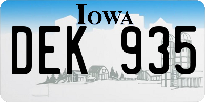 IA license plate DEK935