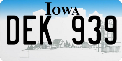 IA license plate DEK939