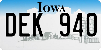 IA license plate DEK940