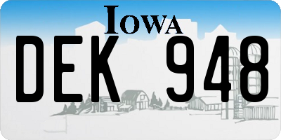 IA license plate DEK948