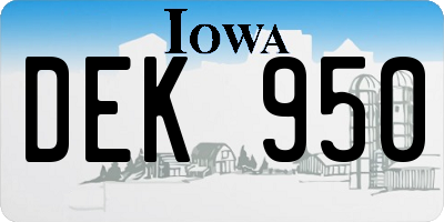 IA license plate DEK950