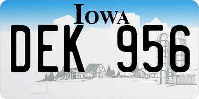 IA license plate DEK956