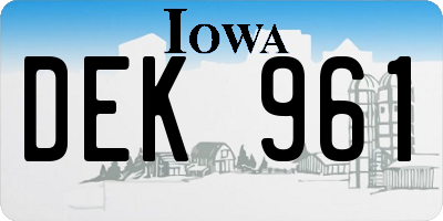 IA license plate DEK961
