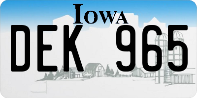 IA license plate DEK965