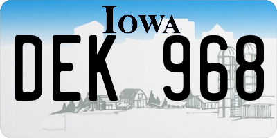 IA license plate DEK968