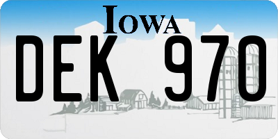 IA license plate DEK970