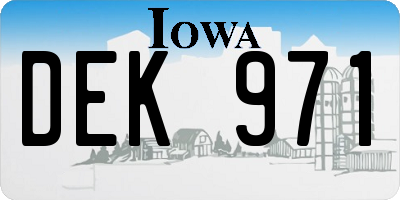 IA license plate DEK971