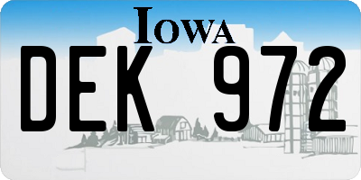 IA license plate DEK972