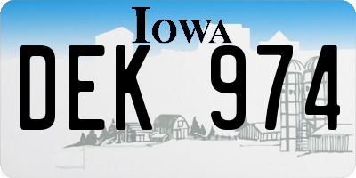 IA license plate DEK974