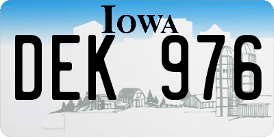 IA license plate DEK976