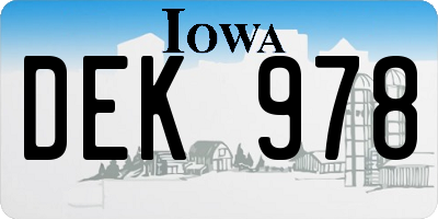 IA license plate DEK978