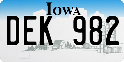 IA license plate DEK982