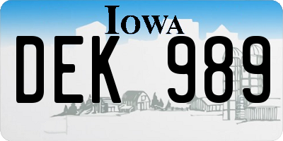 IA license plate DEK989