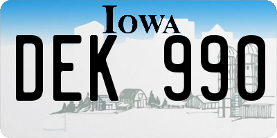 IA license plate DEK990
