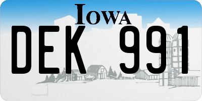 IA license plate DEK991