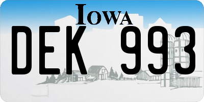 IA license plate DEK993