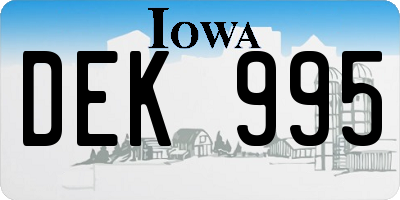 IA license plate DEK995