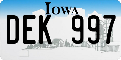 IA license plate DEK997