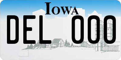 IA license plate DEL000