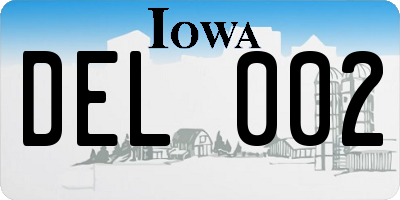 IA license plate DEL002