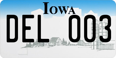 IA license plate DEL003