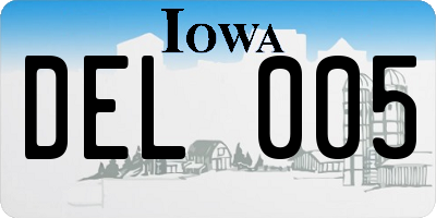 IA license plate DEL005
