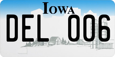 IA license plate DEL006