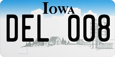 IA license plate DEL008