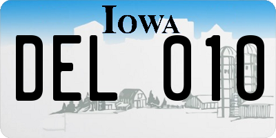 IA license plate DEL010