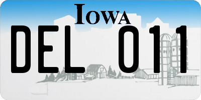 IA license plate DEL011