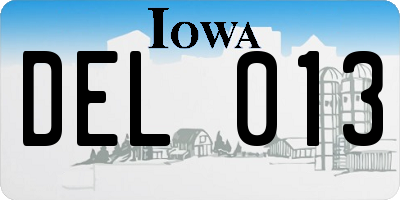 IA license plate DEL013