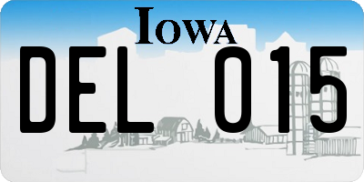 IA license plate DEL015