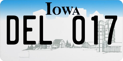IA license plate DEL017