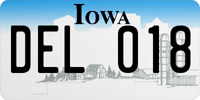 IA license plate DEL018