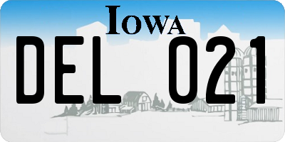 IA license plate DEL021