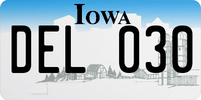 IA license plate DEL030
