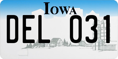 IA license plate DEL031