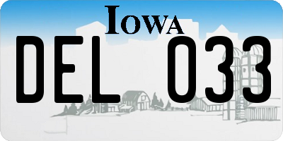 IA license plate DEL033