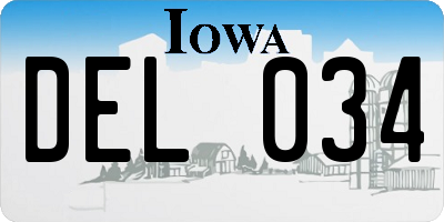 IA license plate DEL034