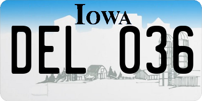 IA license plate DEL036