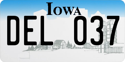 IA license plate DEL037