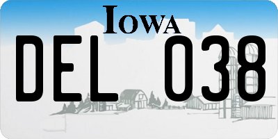 IA license plate DEL038