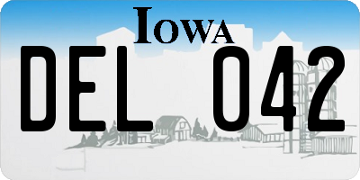 IA license plate DEL042
